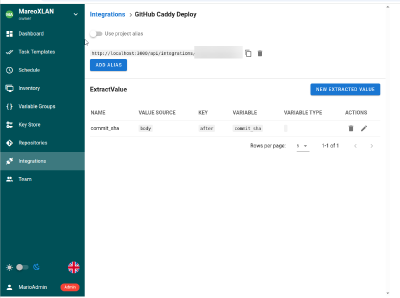 Semaphore webhook integration configuration for GitOps auto-deploy