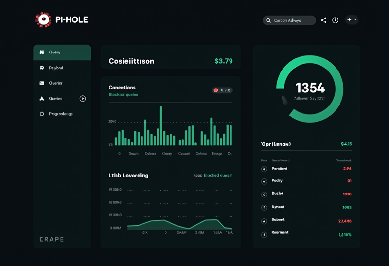 Pi-hole dashboard showing DNS query statistics and blocked queries